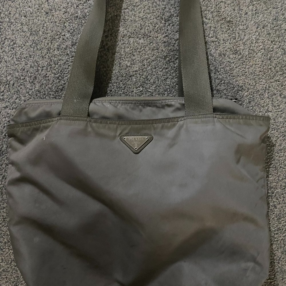 Prada Tessuto Olive Green Tote Bag
